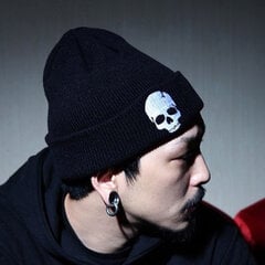 (Balta) Unisex Winter Cool animacinių filmų kaukolės Spaudinys Megztas Vėjo nepraleidžiantis šiltas kepuraitė Vyrai Moterys Punk Hip Hop mada Juoda skrybėlė Skullies Pupelės K1 цена и информация | Женские шапки | pigu.lt