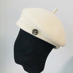 (Balta) Klasikinė moteriška berečių kepurė Puošni vilnonė veltinio kepurė Šiltesnė žieminė kepurė Balta Juoda Moteriška Fedora Hat Fascinator Pillbox Hat Formal цена и информация | Женские шапки | pigu.lt