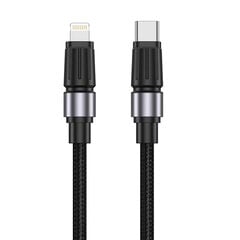 Jellico B26 Audinio Medvilnės iPhone & iPad USB-C į Lightning Duomenų ir Greito PD 30W Įkrovimo Laidas 1m Juodas kaina ir informacija | Laidai telefonams | pigu.lt