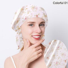 (Vieno dydžio Spalvota 01) 100 % natūralus šilkmedžio šilkas naktinis šilko kepuraitė miegamoji kepurė Pure Silk Hair Wrap Miegamoji Beanie Moterims 19 Mama kaina ir informacija | Kepurės moterims | pigu.lt