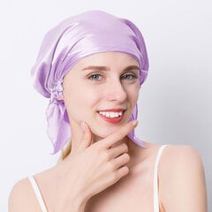 (Vieno dydžio Šviesiai violetinė) 100 % natūralus šilkmedžio šilko naktinė šilko kepuraitė miegamoji kepurė Pure Silk Hair Wrap Sleeping Beanie Moterys 19 Momme kaina ir informacija | Kepurės moterims | pigu.lt