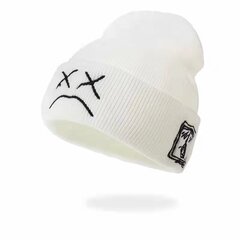 (3 baltos) Beanies Skullies Moteriškos kepuraitės Mielos šypsenos nėrimo išraiška megzti gaubtai Vyriški hip-hop kepurės Unisex rudens žieminės kepurės moterims цена и информация | Женские шапки | pigu.lt