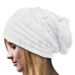 (Balta)Megzta Maišelis Beanie Negabaritinė žieminė kepurė Slidinėjimo slogi kepurė Skullies Beanies Moterys Vyrai Žieminė Vilna Šilta Kepurėlė Unisex цена и информация | Женские шапки | pigu.lt