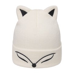 (Balta)Naujos Soft Fox Ear Beanies Žieminės kepurės moterims Šiltos megztos ausys Skullies Cap Stretch akrilo kepurė цена и информация | Женские шапки | pigu.lt