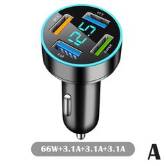 66 W 4 prievadų USB automobilinis įkroviklis greitas įkrovimas PD greitas įkrovimas QC3.0 USB automobilinio telefono įkroviklio adapteris, skirtas iPhone 14, skirtas Xiaomi цена и информация | USB адаптеры для штатных магнитол | pigu.lt