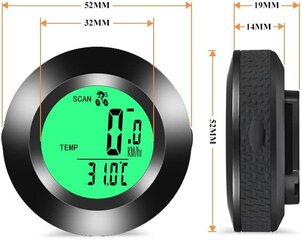 Dviračio kompiuteris Belaidis Daugiafunkcinis Neperšlampamas odometras Dviračio spidometras su 3 spalvų foniniu apšvietimu, 20 funkcijų, Auto Start/Stop цена и информация | Другие аксессуары для велосипеда | pigu.lt