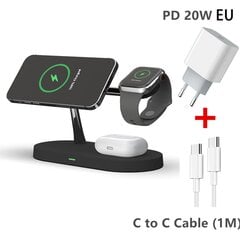 30W 3 viename magnetinis belaidžio įkroviklio stovas, skirtas iPhone 14 13 12 Pro Max Apple Watch 8 7 Airpods Indukcinio greito įkrovimo stotis Juodos spalvos su ES kištuku kaina ir informacija | Elementų krovikliai | pigu.lt