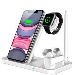 15 W greito belaidžio įkroviklio stovas skirtas iPhone 15 14 13 12 11 8 Apple Watch 4 viename sulankstoma įkrovimo stotis, skirta Airpods Pro iWatchStyle2 10 W balta kaina ir informacija | Elementų krovikliai | pigu.lt