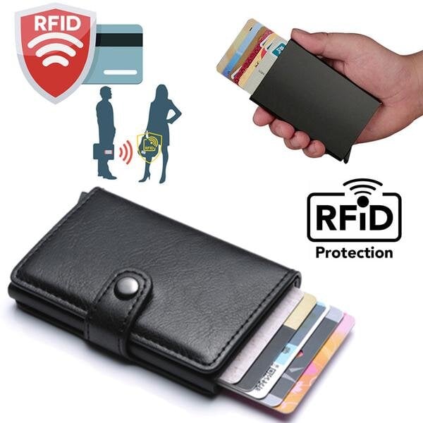 Juoda – RFID NFC apsaugotas piniginės kortelių laikiklis, 5 kortelės kaina ir informacija | Vyriškos piniginės, kortelių dėklai | pigu.lt