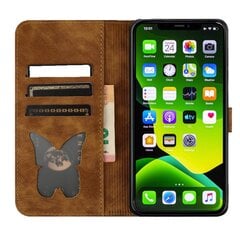 Suderinamas su „Iphone 11 Pro Max“ reljefiniu „Butterfly Cat“ piniginės dėklu su kortelių lizdų stovo dangteliu kaina ir informacija | Telefono dėklai | pigu.lt