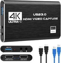 Žaidimų fiksavimo kortelė USB 3.0 vaizdo įrašymo kortelė HD 1080P HDMI vaizdo fiksavimas su tiesioginio perdavimo įrašymo įrenginiu srautinio fiksavimo kortelė, skirta Windows Linux OS X sistemai kaina ir informacija | TV imtuvai, FM, video plokštės | pigu.lt