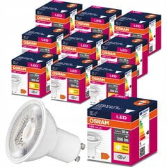 LED lemputės Osram 10x GU10 4.5W 120°, 6500K kaina ir informacija | Elektros lemputės | pigu.lt