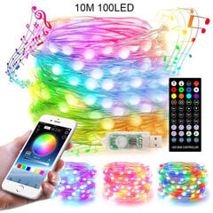 (10M 100LED)5/10/20M LED „Bluetooth“ lemputė dų eglutės dekoravimo nuotolinio valdymo pultelis USB Vestuvių Navidad Girliandos užuolaidinė lempa Fairy Home цена и информация | Рождественские украшения | pigu.lt