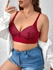 Plus Contrast Lace Wireless Bra·Burgundy·110E цена и информация | Бюстгальтеры | pigu.lt