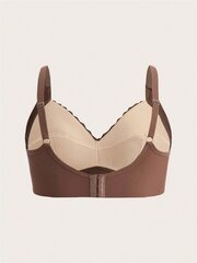 Plus Contrast Lace Wireless Bra·Coffee Brown·110E kaina ir informacija | Liemenėlės | pigu.lt