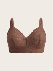 Plus Contrast Lace Wireless Bra·Coffee Brown·110E kaina ir informacija | Liemenėlės | pigu.lt