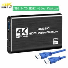 Карта Захвата, Vid Портативной Машинки Прибора Захвата Usb 3.0 1080P 60Fps Hdmi Карточки Видео-Захвата 4K Аудио цена и информация | Адаптеры, USB-разветвители | pigu.lt