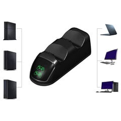 Dviejų valdiklių įkrovimo stotis su USB maitinama greito ir saugaus žaidimų valdiklio įkroviklio doku, skirtu PS4 Slim PRO Black kaina ir informacija | Žaidimų pultai | pigu.lt