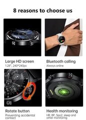 2024 m. Naujas „Smart Watch Men“ vandeniui atsparus išmanusis laikrodis „Bluetooth“, skirtas „iOS Android“. цена и информация | Смарт-часы (smartwatch) | pigu.lt