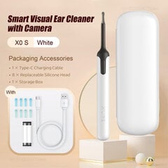 (White X 0S) Youpin XLife Smart Visual Ear Cleaner su fotoaparatu Ausų vaško valiklis Įkraunamas HD ausų krapštukas Endoskopas Ausų vaško valymo priežiūros priemonės ausų vaško šalinimo rinkiniai цена и информация | Массажеры | pigu.lt