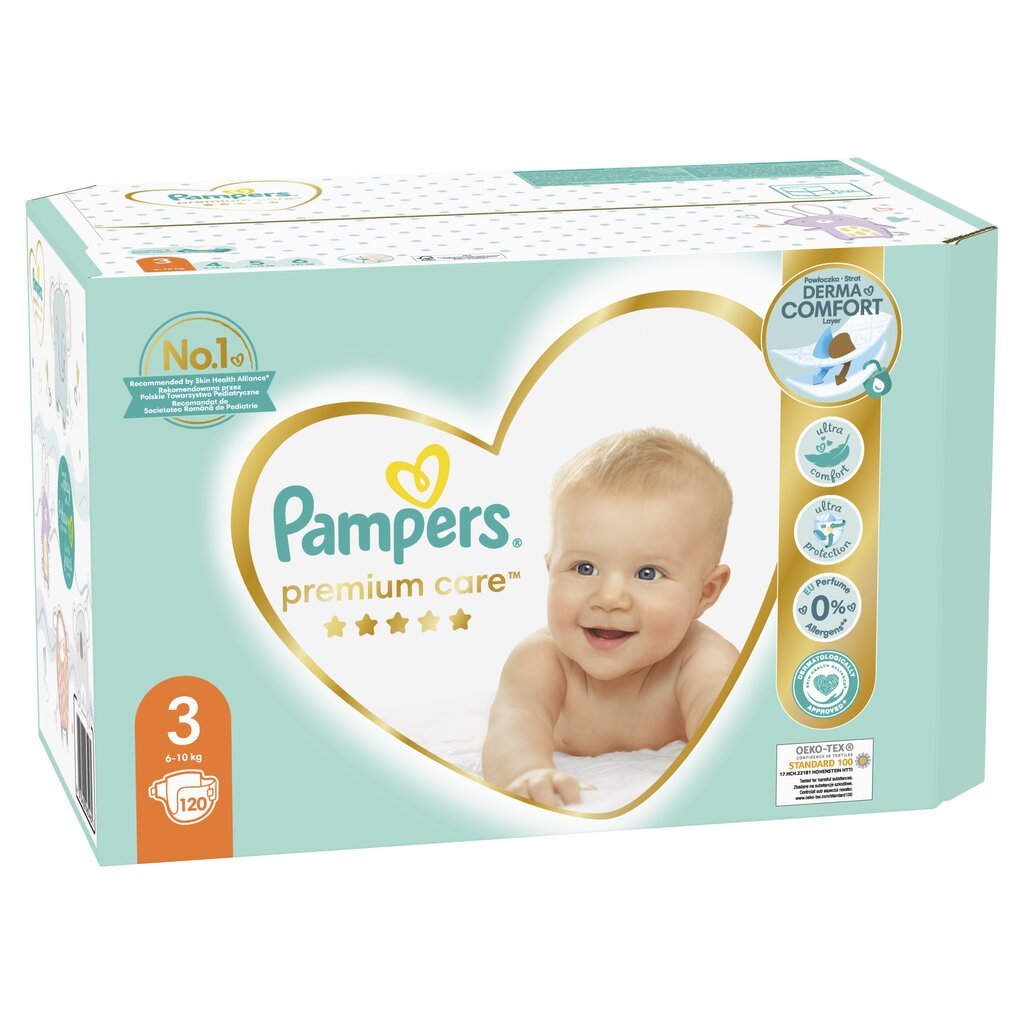 Sauskelnės Pampers Premium Care MB, 3 dydis, 120 vnt. kaina ir informacija | Sauskelnės | pigu.lt