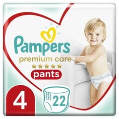 Sauskelnės-kelnaitės PAMPERS Premium Care Pants, 4 dydis, 22 vnt. цена и информация | Подгузники | pigu.lt