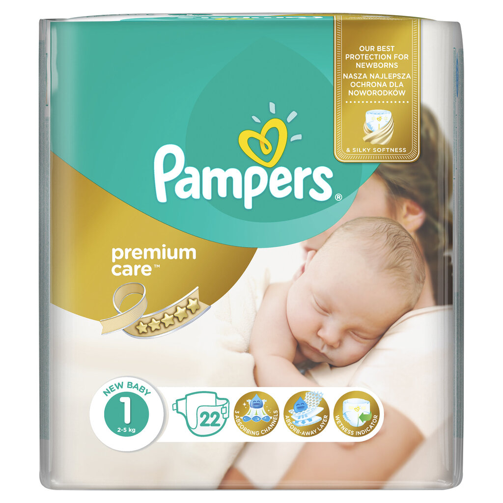 Sauskelnės PAMPERS Premium Care, 1 dydis, 22 vnt. цена и информация | Sauskelnės | pigu.lt