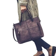 Moterys Retro Solid Tote Pažintys Minkšta Oda Didelės talpos Rankinė Crossbody Krepšys DTTT-Juoda kaina ir informacija | Moteriškos rankinės | pigu.lt