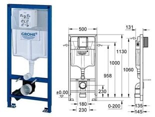 WC комплект Grohe Rapid SL 3in1 с кнопкой смыва Skate Air, 38722001 цена и информация | Унитазы | pigu.lt