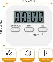 Virtuvės laikmatis su dideliu LCD ekranu Skaitmeninis virtuvės laikmatis Magnetinis virtuvės chronometras su garsiniu kiaušinių laikmačiu (baltas) kaina ir informacija | Virtuvės įrankiai | pigu.lt