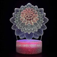 3D Night Light Lotus Inspiration Illusion Light kūrybinė dovana Vizuali šviesa Dinaminis jutiklinis LED trijų spalvų miegamojo apdaila kaina ir informacija | Vaikiški šviestuvai | pigu.lt