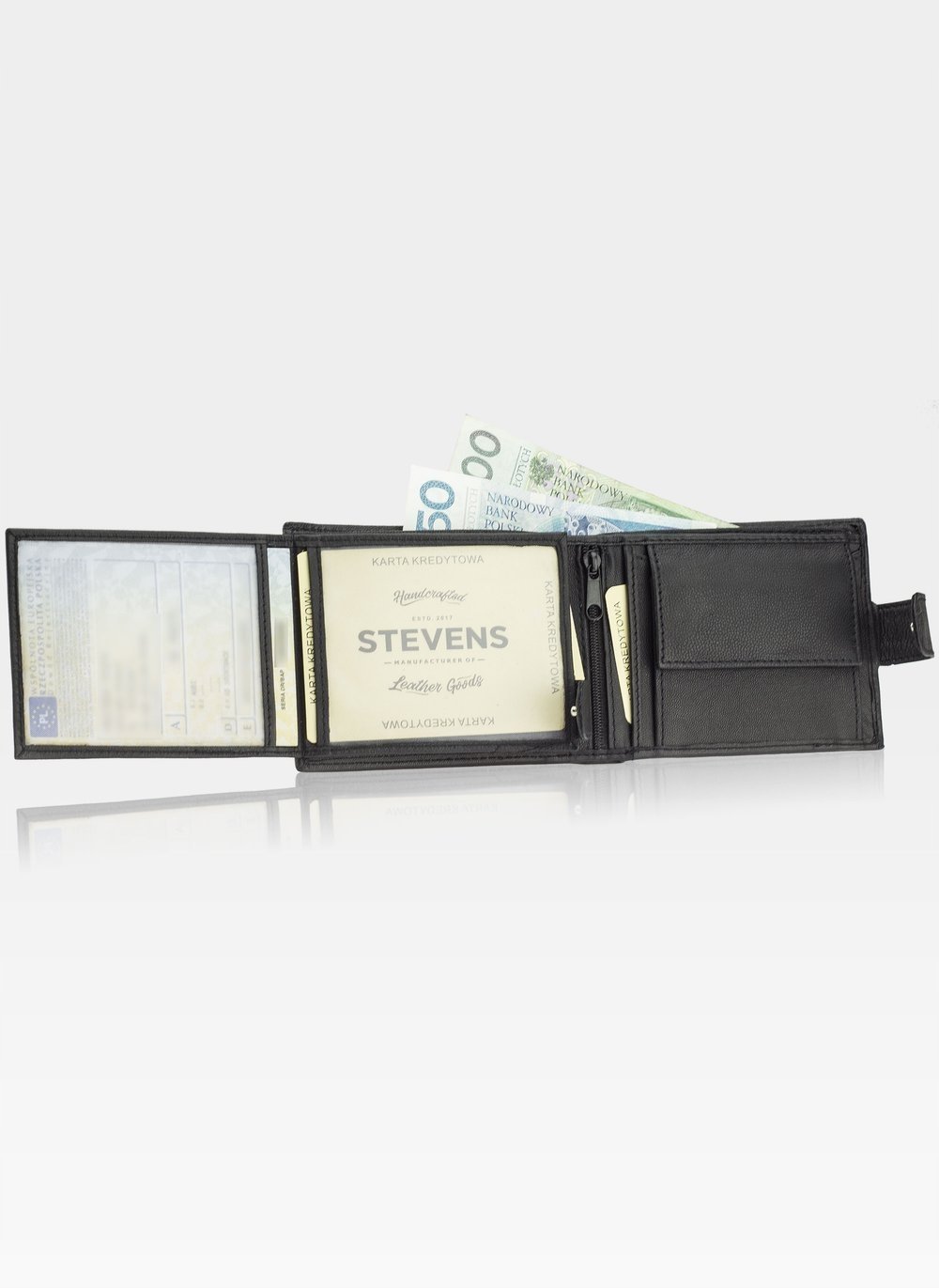 STEVENS GIFT SET Wallet Men's Belt LEATHER Color of fittings: silver