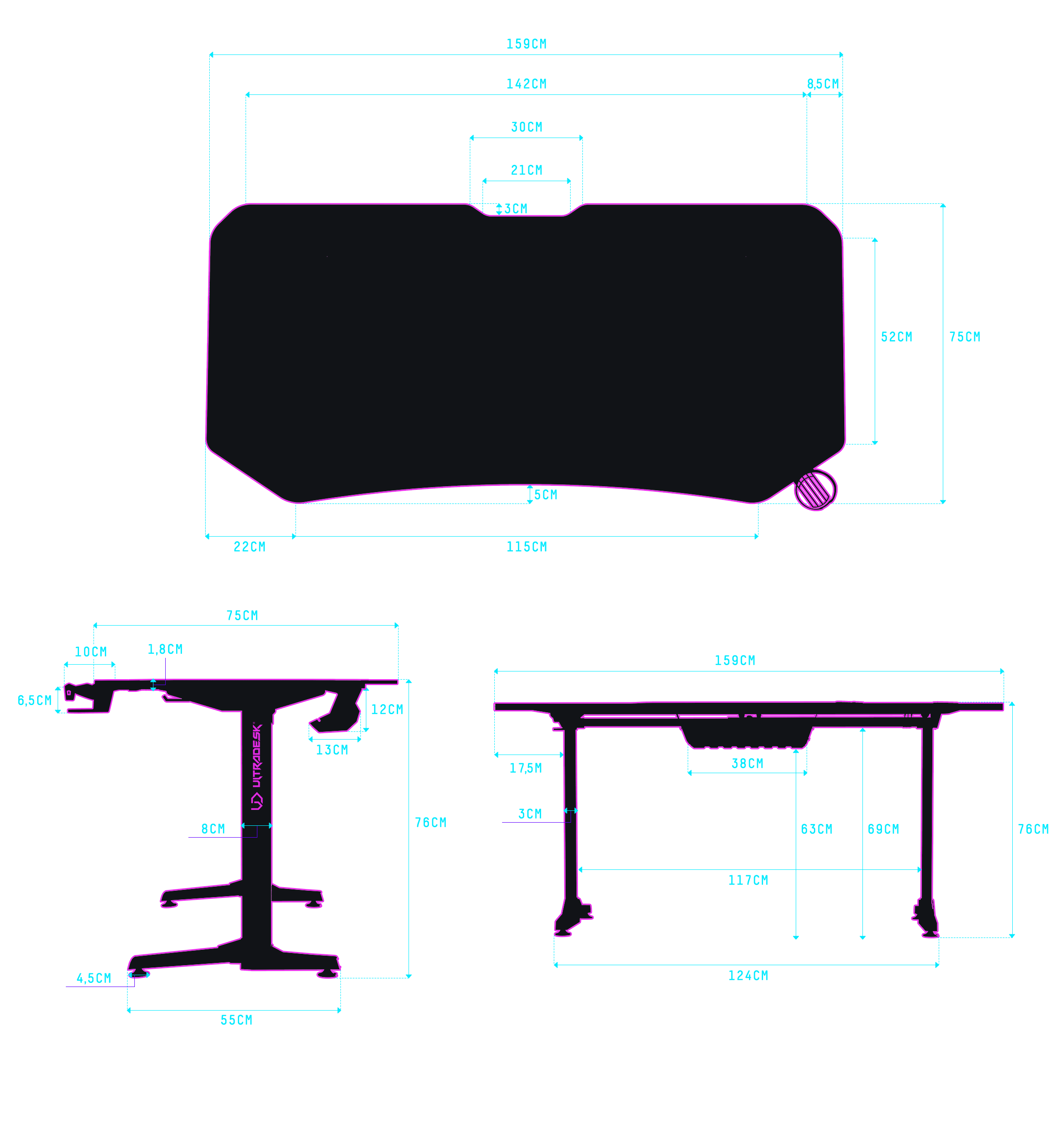 ULTRADESK FRAG XXL Kompiuterinis stalas