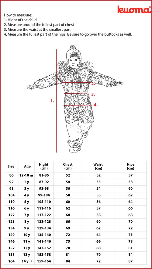 Kuoma - Clothing sizes