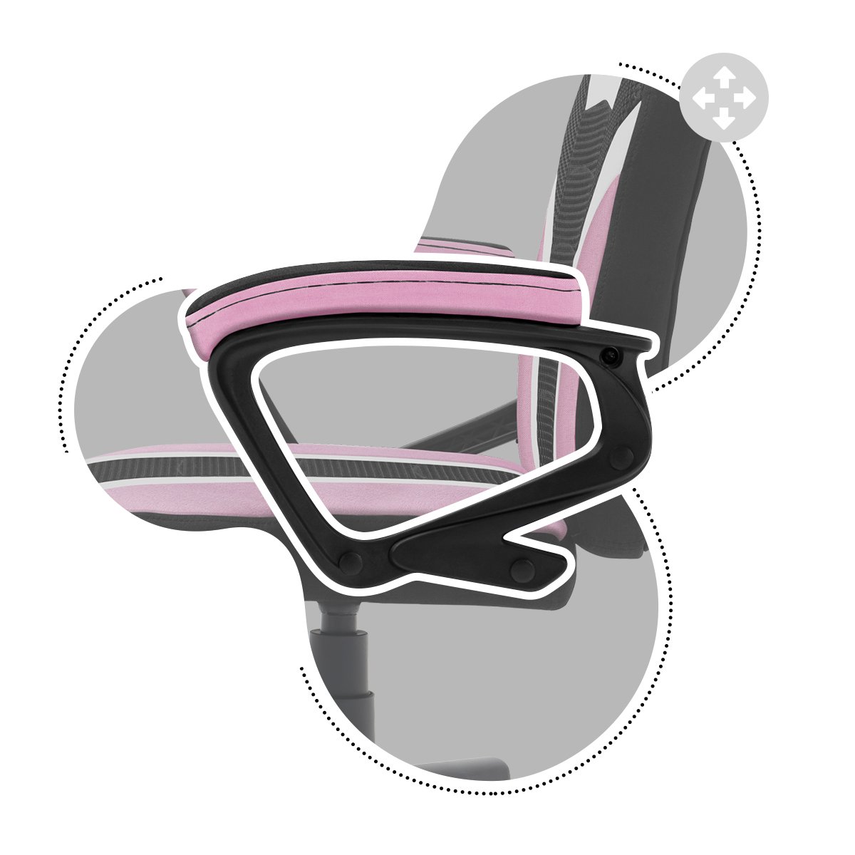 Lewy bok fotela gamingowego dla dziecka Ranger 1.0 Pink Mesh