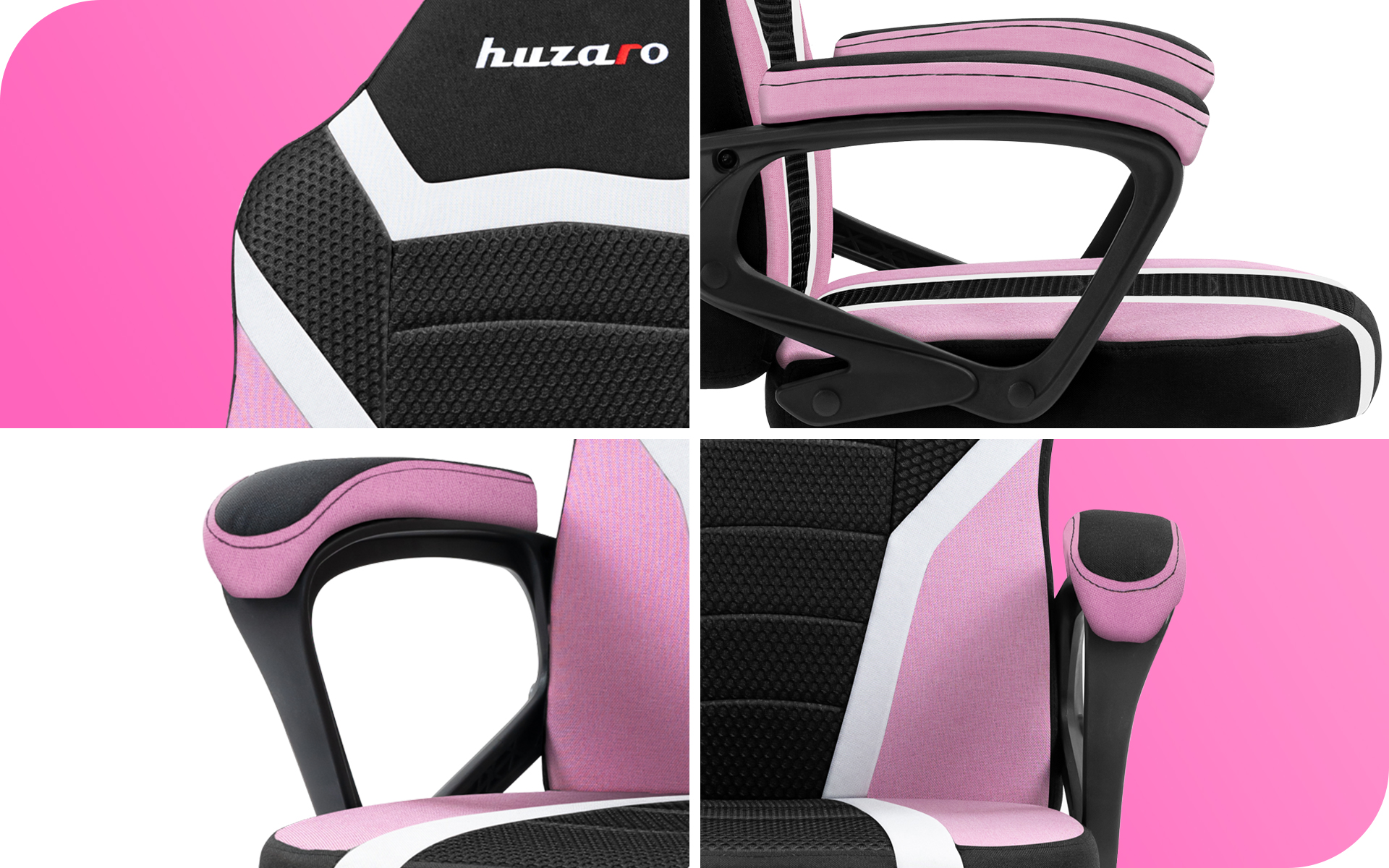 Zbliżenia fotela gamingowego Huzaro Ranger 1.0 Pink Mesh