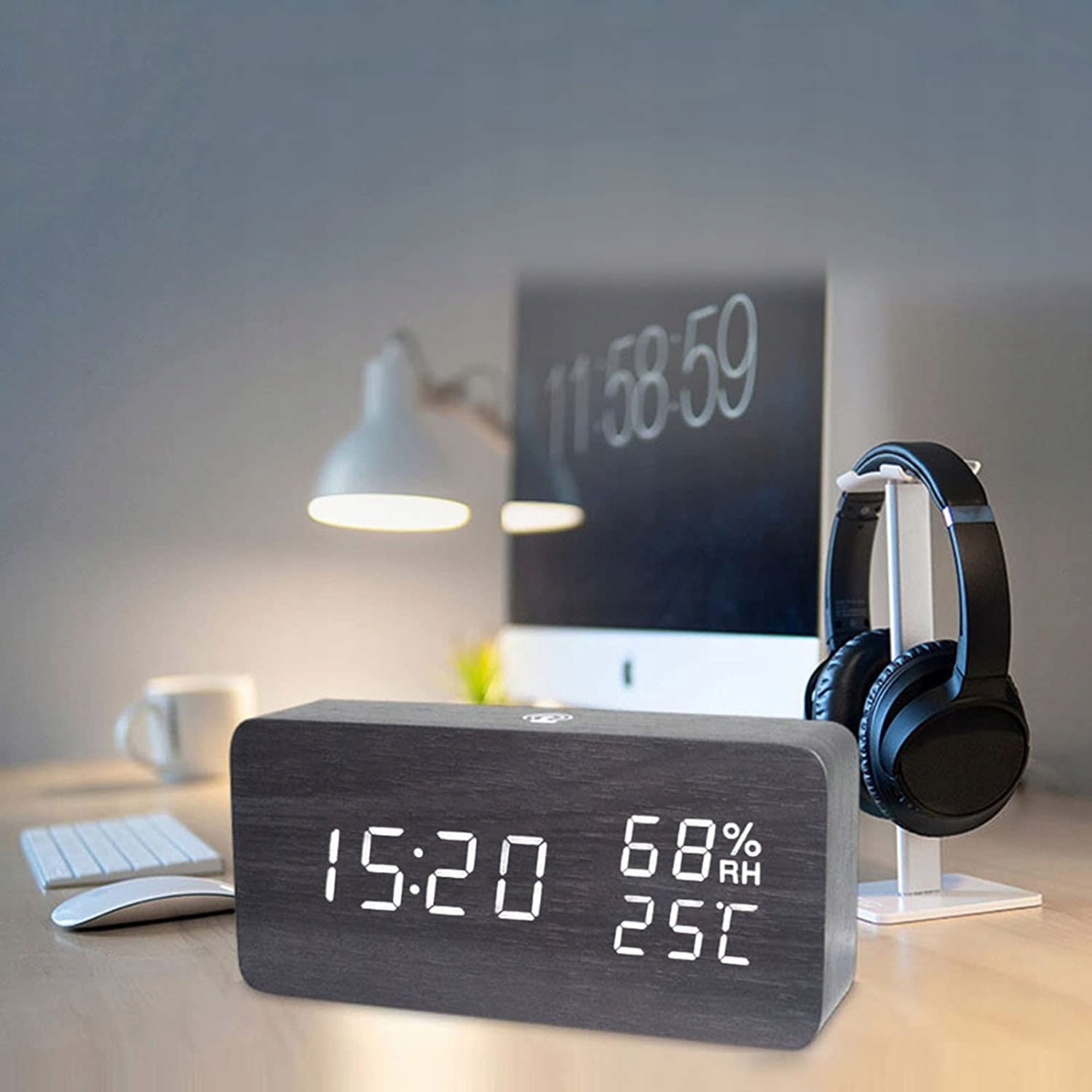 Elektroninis ŽADINTIS Laikrodis Termometras Higrometras Gamintojo kodas Žadintuvas Mediena
