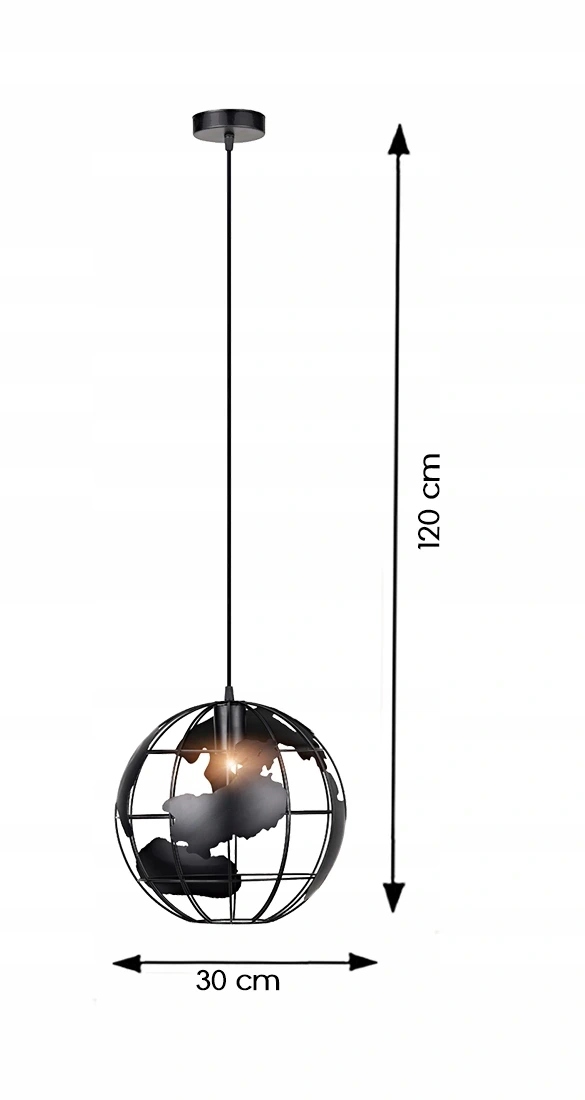 Pakabinamas šviestuvas GLOBUS metalinis BLACK Ilgis / Aukštis 120 cm
