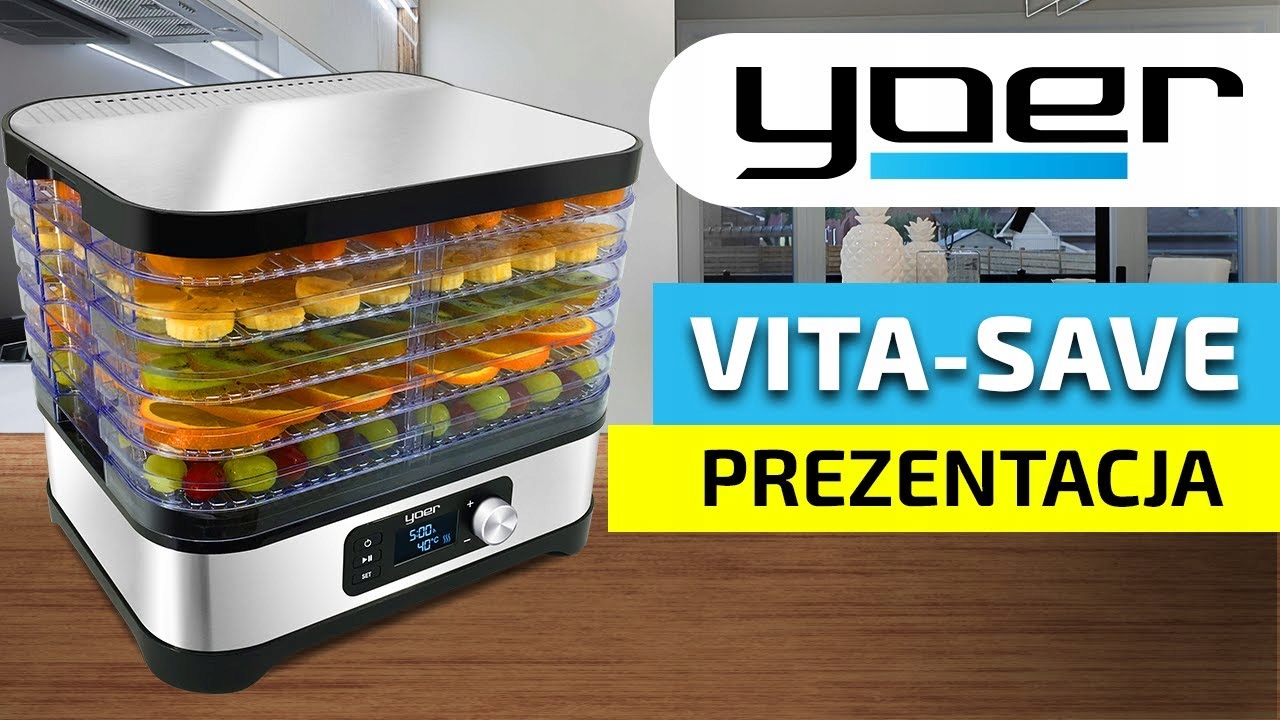 Grybų džiovintuvas VAISIAI DARŽOVĖS Yoer INOX Laikrodis Gaminio gylis 25 cm