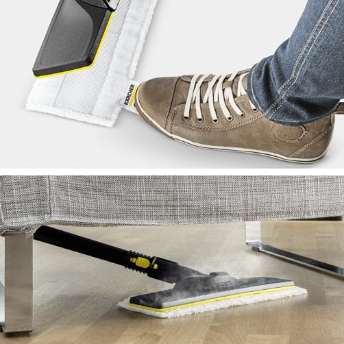 Garo valytuvas SC 5 EasyFix Iron: Grindų valymo rinkinys EasyFix su lanksčia jungtimi ant grindų antgalio ir lipnia fiksacijos sistema grindų šluostei.