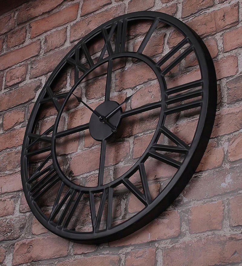 metallinen kello musta loft retro industrial 60cm Seinätyyppi