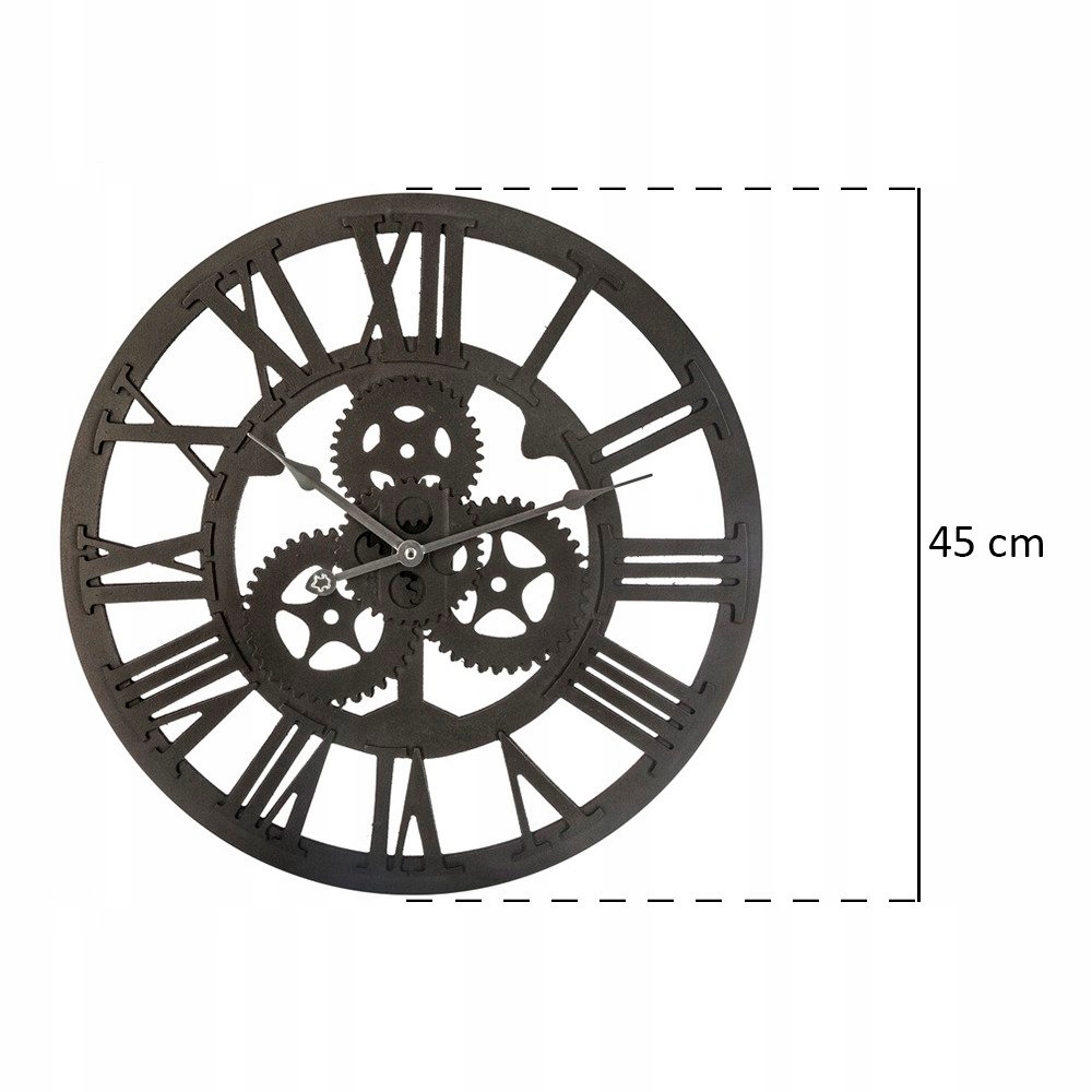 MEDINIS SIENINIS LAIKRODIS MATOMAS MECHANIZMAS 45cm Juoda