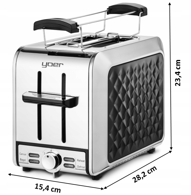 Skrudintuvas Toaster Yoer juodas + ritininis stovas 925W modelis Diamond