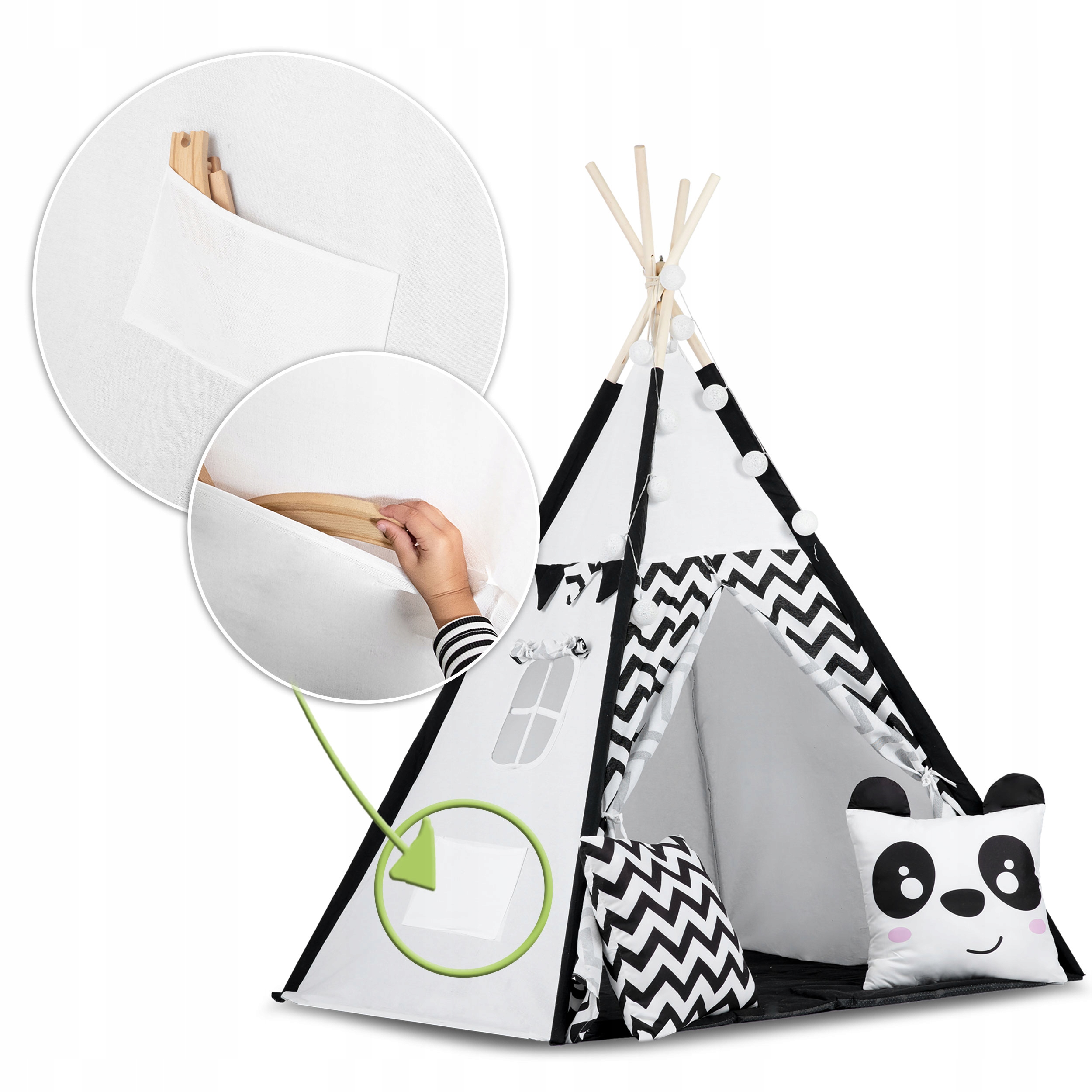 TIPI palapinė vaikams TEEPEE Girland Pillows Gaminio svoris su individualia pakuote 4,6 kg