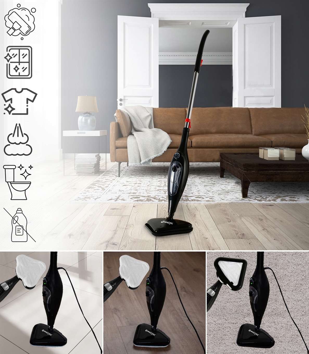 STEAM MOP SÄHKÖPUHDISTUS PREMIUM 15W1 Gamintojas MalTec