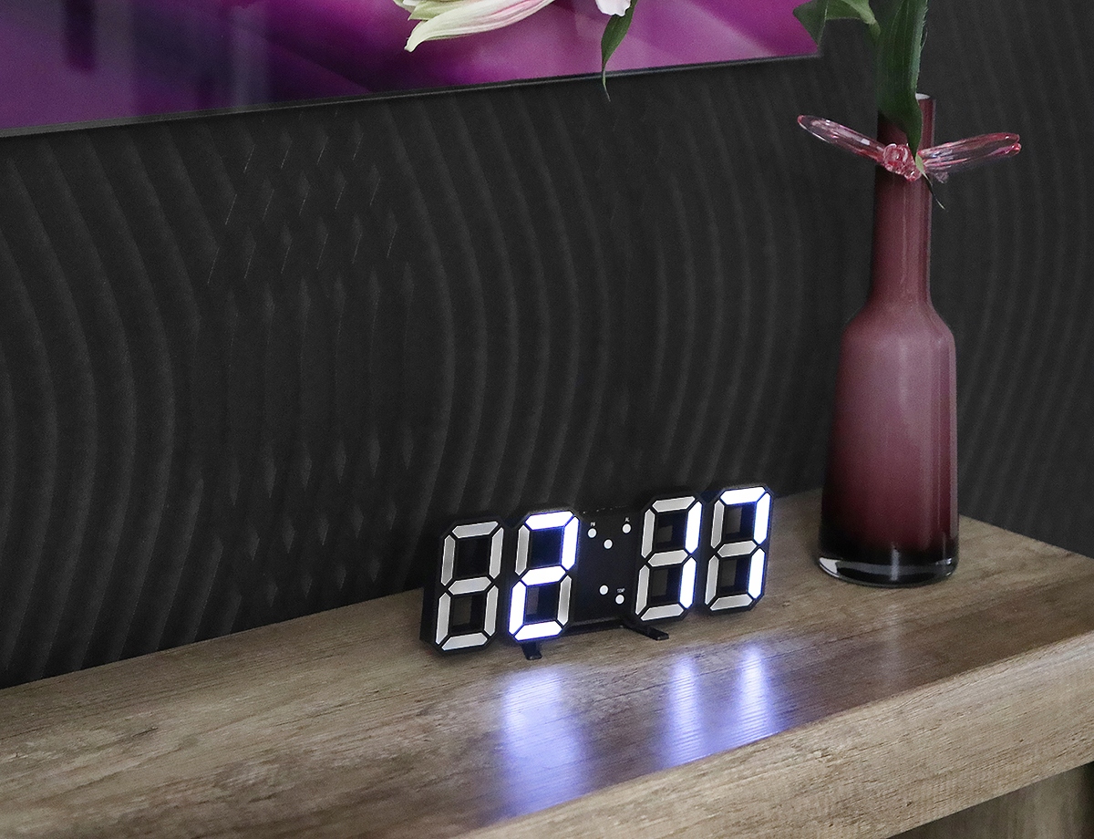 Laikrodis Žadintuvas Elektroninis sieninis šviečiantis LED tipo žadintuvas