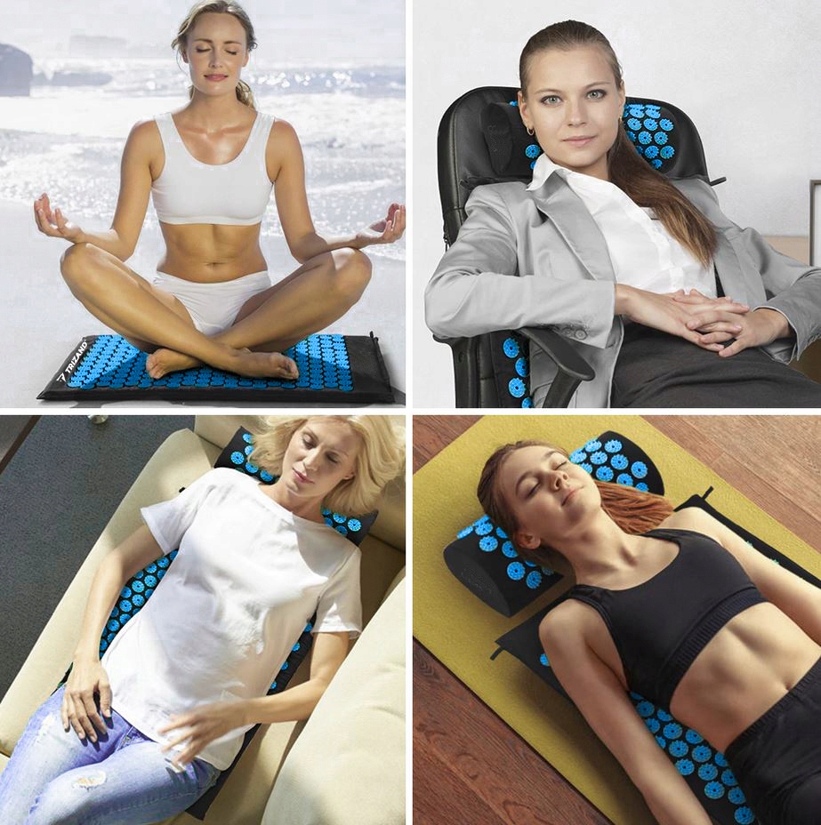 Sveikatingumo kilimėlis akupresūrai XL pagalvė + nemokamas modelis su smaigaliais nuo skausmo ir streso + kamuoliukai kamuoliukai