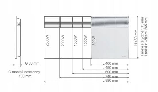 Elektrinis konvektorinis šildytuvas WARMTEC 1000W Warmtec prekės ženklas