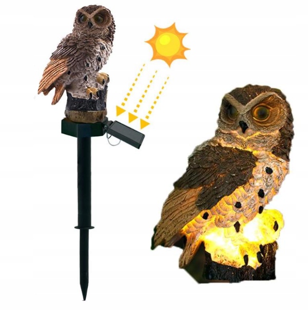 SOLAR LED OWL lempa (saulės) ATSpari vandeniui