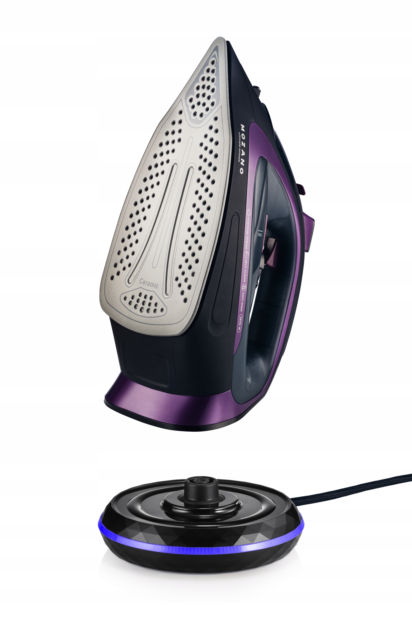 CERAMIC WIRELESS STEAM IRON POWER POWER 2600W Gamintojo kodas Violetinis belaidis lygintuvas su garais